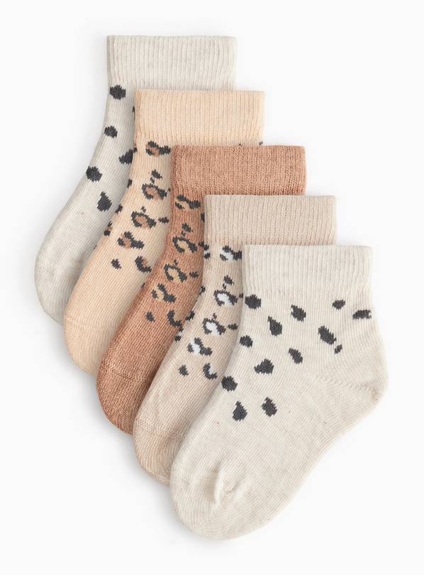 Leopard Print Socks 5 Pack 1-6 months